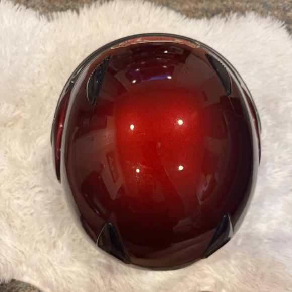 Burgundy Motorcycle Helmet With Harley Decals - Picture 7 of 8